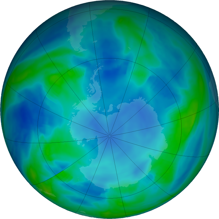 Antarctic ozone map for 11 May 2023